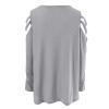 XUETON Women's V Neck Tee Shirt Printed Floral Long Sleeve Shirt Blouse T-Shirts Pullover Henley Shirts Gray view 4