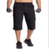 TACVASEN Cargo Shorts for Men with Multi Pockets Quick Dry 3/4 Length Hiking Shorts Below Knee Lightweight Capri Pants Black view 2