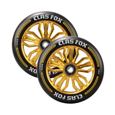 CLAS FOX Pro Scooter Wheels 120x24mm Set of 2 Pro Scooter Wheels with ABEC-9 Bearings (Black-Gold)