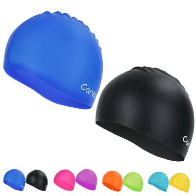 Swim Cap, 2 Pack Durable Silicone Swimming Caps for Kids Girls Boys Youths (Age 2-12), Soft 3D Ergonomic Waterproof Kids Swim Caps, Comfortable Fit for Long Hair and Short Hair