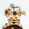 Piru Polished Brass Copper Diving Helmet Wood Base Authentic Diver Nautical Decor view 2