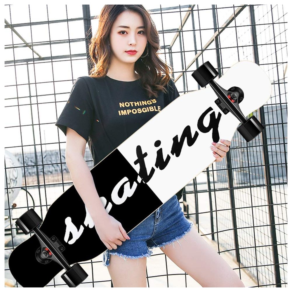 KHUY Skateboard 42 Inches Long Boards Skateboard for Girls Boys, Premium Longboard Skateboard for Cruising Freestyle Downhill Dancing Skate Board Cruiser for Teens Adults Beginners (Color : Style D)