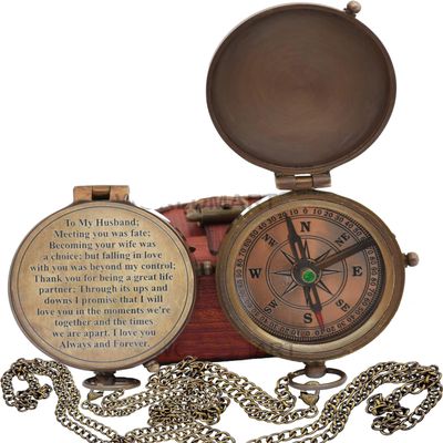 Engraved Compass, Gift for Husband,Anniversary,Wedding Gift for Him, Long Distance Boyfriend Gift, Fiance Gift I Miss You Long Distance Relationship Gift for Army Boyfriend Gift (to My Husband 5)