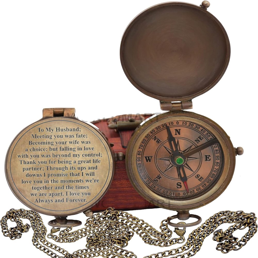 Engraved Compass, Gift for Husband,Anniversary,Wedding Gift for Him, Long Distance Boyfriend Gift, Fiance Gift I Miss You Long Distance Relationship Gift for Army Boyfriend Gift (to My Husband 5)
