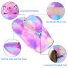 Kids Sun Hat UV Protection Summer Beach Play Hats Wide Brim Neck Flap for Girls Boys 2-9 Years, Purple Aqua Tie Dye view 3