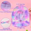 Kids Sun Hat UV Protection Summer Beach Play Hats Wide Brim Neck Flap for Girls Boys 2-9 Years, Purple Aqua Tie Dye view 4