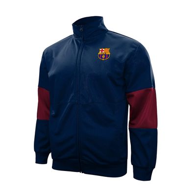 Icon Sports Soccer Track Jacket  Official Mens FC Barcelona Barca World Football Club Team Casual Full Zip Up Active Adult Training Top FCB49TJ-N S