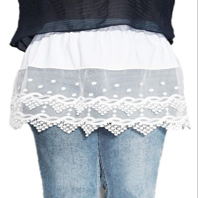 Vanrose Jan Women's Sheer Underskirt See Through Lace Trim Layering V83 White L/XL