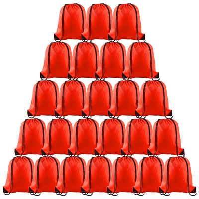 PLULON 25 Pcs Red Drawstring Backpack Bags Bulk String Backpack Cinch Sack Pull Sport Gym Backpack Bags for Yoga Traveling Outdoor Sports