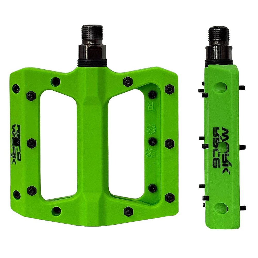 Mountain Bike Pedals, CATAZER Nylon Fiber Non-Slip Bicycle Pedals for MTB Road BMX Bike Cycling (Green)