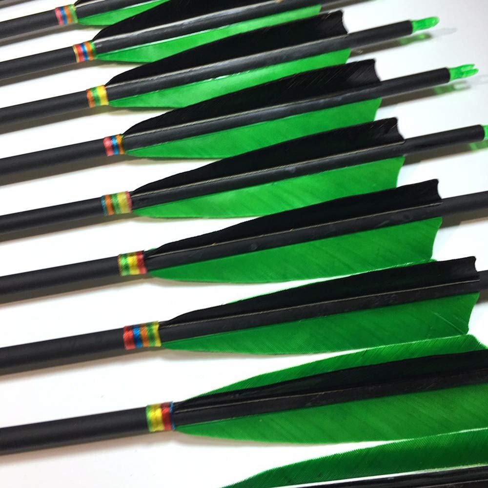 500 Spine Arrow 26 Inch Arrow Target Practice Arrow Hunting Arrow Carbon Arrows Compound Bow Recurve Bow Adult Youth Archery Indoor Outdoor Shooting Field Tip