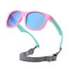 Hycredi Flexible Polarized Sunglasses with Strap for Baby Age 0-2 Years (Pink Green/Mirrored Blue) view 1