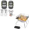 Odoland 16pcs Camping Cookware Mess Kit and Folding Campfire Grill for Outdoor Backpacking Hiking BBQ view 1