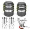 Odoland 16pcs Camping Cookware Mess Kit and Folding Campfire Grill for Outdoor Backpacking Hiking BBQ view 2
