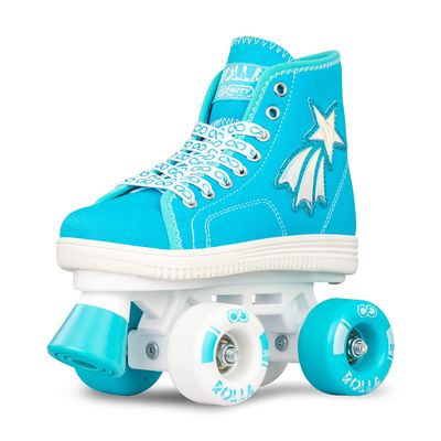 Crazy Skates Rolla Roller Skates for Boys and Girls - Sneaker-Style Kids Quad Skates Teal (Size: Kids j11)