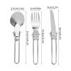 3 in 1 Stainless Steel Camping Utensil Set,3 Set Portable Folding Picnic Dinner Eating Flatware view 3