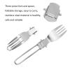 3 in 1 Stainless Steel Camping Utensil Set,3 Set Portable Folding Picnic Dinner Eating Flatware view 4