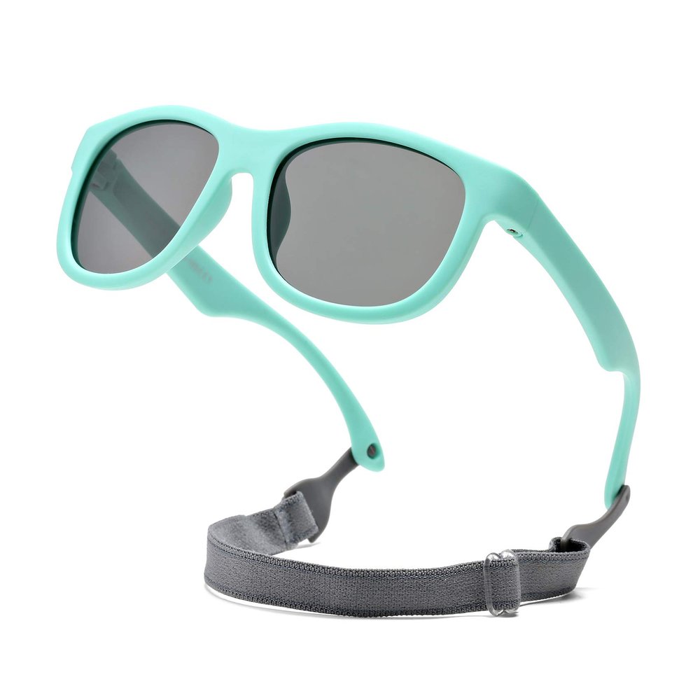 Hycredi Flexible Polarized Sunglasses with Strap for Baby Age 0-2 Years (Blue/Grey)