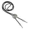 AZORA Bolo Tie for Handmade Round Flower Shape Mens Bolo Tie Silver Flower Rodeo Leather Necktie Bolo Necklace view 2