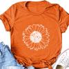 WUAI Sunflower Shirts for Women Cute Funny Summer Short Sleeve Loose Graphic Tee Shirts Tops(Orange,X-Large) view 2