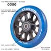 CLAS FOX Pro Scooter Wheels 110mm Transparent Sparkle PU with ABEC-9 Bearings CNC Metal Core (2pcs) (Blue) view 2
