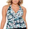Swim Solutions Vintage Bouquet Black Vintage Bouquet Tiered Tankini Top, US 8 view 2