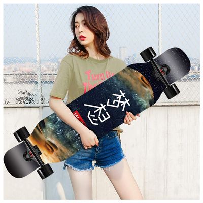KHUY Skateboard 42 Inches Long Boards Skateboard for Girls Boys, Premium Longboard Skateboard for Cruising Freestyle Downhill Dancing Skate Board Cruiser for Teens Adults Beginners (Color : Style A)