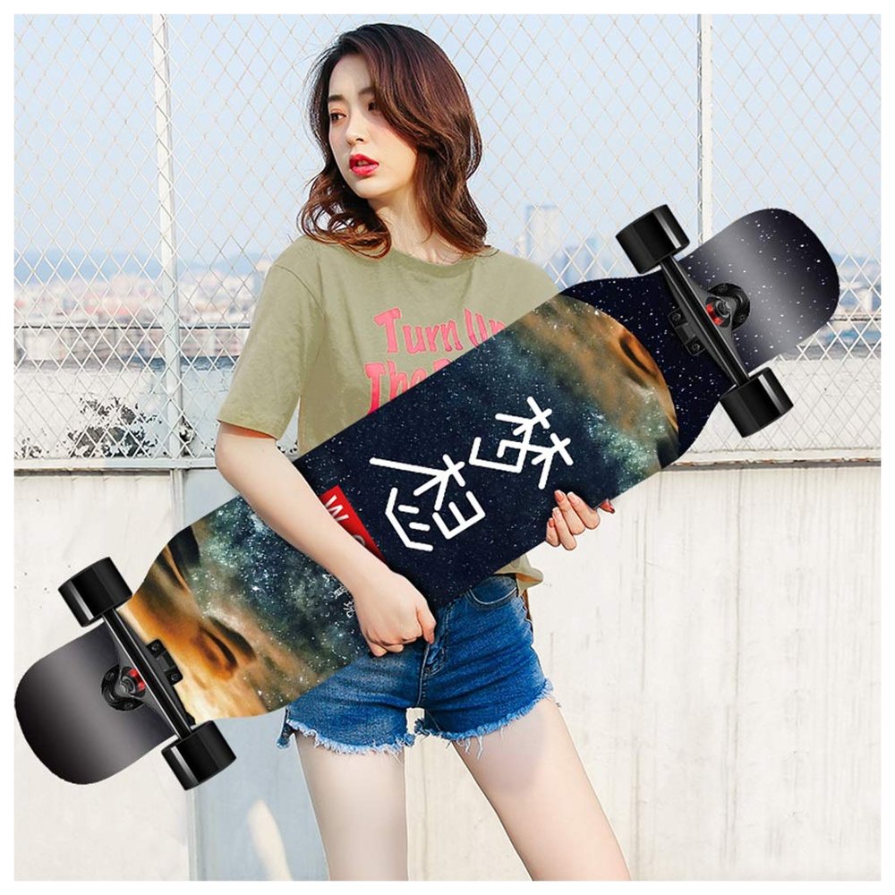 KHUY Skateboard 42 Inches Long Boards Skateboard for Girls Boys, Premium Longboard Skateboard for Cruising Freestyle Downhill Dancing Skate Board Cruiser for Teens Adults Beginners (Color : Style A)