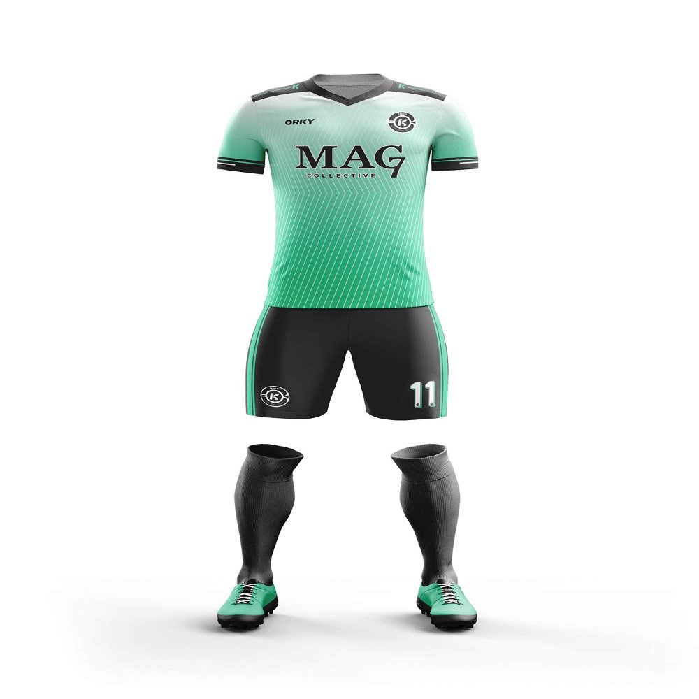 ORKY Custom Soccer Jersey with Short Men Kids Personalized Name Number Logo Shirt Football Team Uniform Water Kylin(Green 100cm)