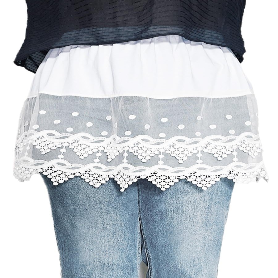 Vanrose Jan Women's Sheer Underskirt See Through Lace Trim Layering V83 White S/M