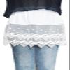 Vanrose Jan Women's Sheer Underskirt See Through Lace Trim Layering V83 White S/M view 1