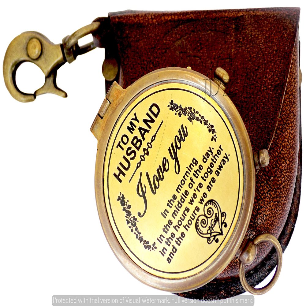 Brass Compass Magnetic,Direction Compass (Antiquated Finish) Poem Engraved Pocket Compass