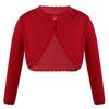 Jelory Kids Flower Girl Knitted Cardigan Sweater Long Sleeve Open Front One Button Wedding Dress Bolero Shrug Red 6 view 1