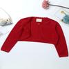 Jelory Kids Flower Girl Knitted Cardigan Sweater Long Sleeve Open Front One Button Wedding Dress Bolero Shrug Red 6 view 3