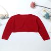 Jelory Kids Flower Girl Knitted Cardigan Sweater Long Sleeve Open Front One Button Wedding Dress Bolero Shrug Red 6 view 4