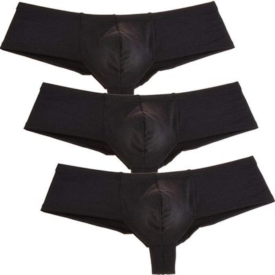Jaxu Men's Elastic Spandex Thong Boxer Shiny Boxers Briefs Guys Pants Sexy Men Pouch Underwear 3-Pack(black) M, XU275