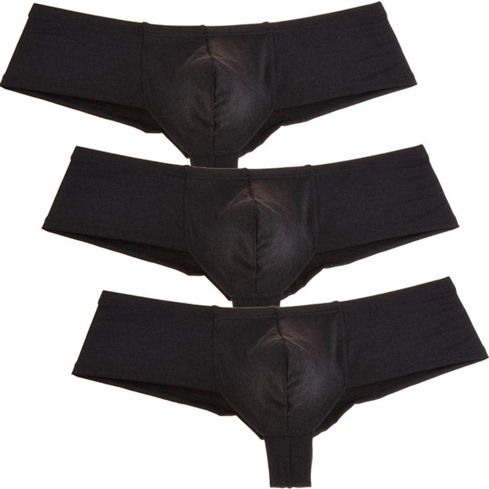 Jaxu Men's Elastic Spandex Thong Boxer Shiny Boxers Briefs Guys Pants Sexy Men Pouch Underwear 3-Pack(black) M, XU275