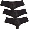 Jaxu Men's Elastic Spandex Thong Boxer Shiny Boxers Briefs Guys Pants Sexy Men Pouch Underwear 3-Pack(black) M, XU275 view 1