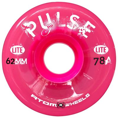 Atom Pulse Lite Outdoor Quad Roller Skate Wheels, 62mm, Pink, 78A