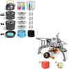 Odoland Bundle - 2 Items 29pcs Camping Cookware Mess Kit and 3500W Windrpoof Camp Stove Camping Gas Stove Kit view 1