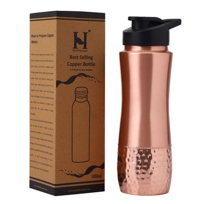 Copper Water Bottle with Sipper 30.4 Oz (900 mL) - 100% Pure Copper Bottle for Drinking Water, Ayurvedic Copper Water Bottle for Daily Health & Immunity