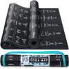 Instructional Yoga Mat with Carrying Strap: Cute Yoga Mat with 75 Illustrated Yoga Poses + 75 EasilyFollowed Stretching Exercises 14 Thick, NonToxic, NonSlip Yoga Mats for Women and Men (Jet view 1