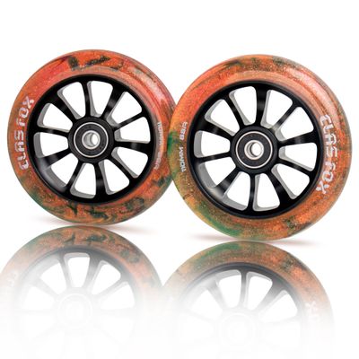 CLAS FOX Pro Scooter Wheels 110mm Transparent Sparkle PU with ABEC-9 Bearings CNC Metal Core (2pcs) (Brown)