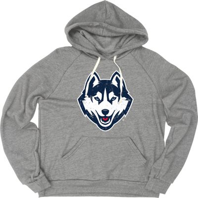 Blue 84 Men's Connecticut Huskies Tri-Blend Hoodie Vintage Icon Heather Grey, Grey, Large
