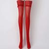 Zaldita Sexy See Through Pantyhose Stockings Cute Ruffle Lace Top Hollow Out Fishnet Thigh High Tights Long Leggings Hosiery Red B One Size view 2