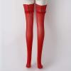 Zaldita Sexy See Through Pantyhose Stockings Cute Ruffle Lace Top Hollow Out Fishnet Thigh High Tights Long Leggings Hosiery Red B One Size view 4