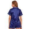 MISSIMIA Womens Pajamas Set Short Sleeve Sleepwear Button Down Nightwear Satin Pj Lounge Sets XS-XL Navy-white view 4