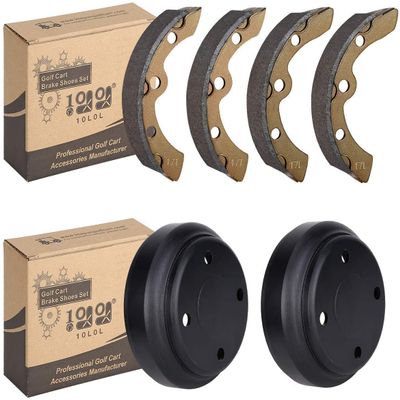 10L0L Golf Cart Brake Drums & Brake Shoes for Club Car Precedent 2004-Up and DS 1995-Up, Replace Golf Cart Brake Maintenance Kit OEM# 101791101 1018232-01 10603