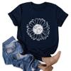 WUAI Sunflower Shirts for Women Cute Funny Summer Short Sleeve Loose Graphic Tee Shirts Tops(Navy,Small) view 1
