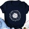 WUAI Sunflower Shirts for Women Cute Funny Summer Short Sleeve Loose Graphic Tee Shirts Tops(Navy,Small) view 2